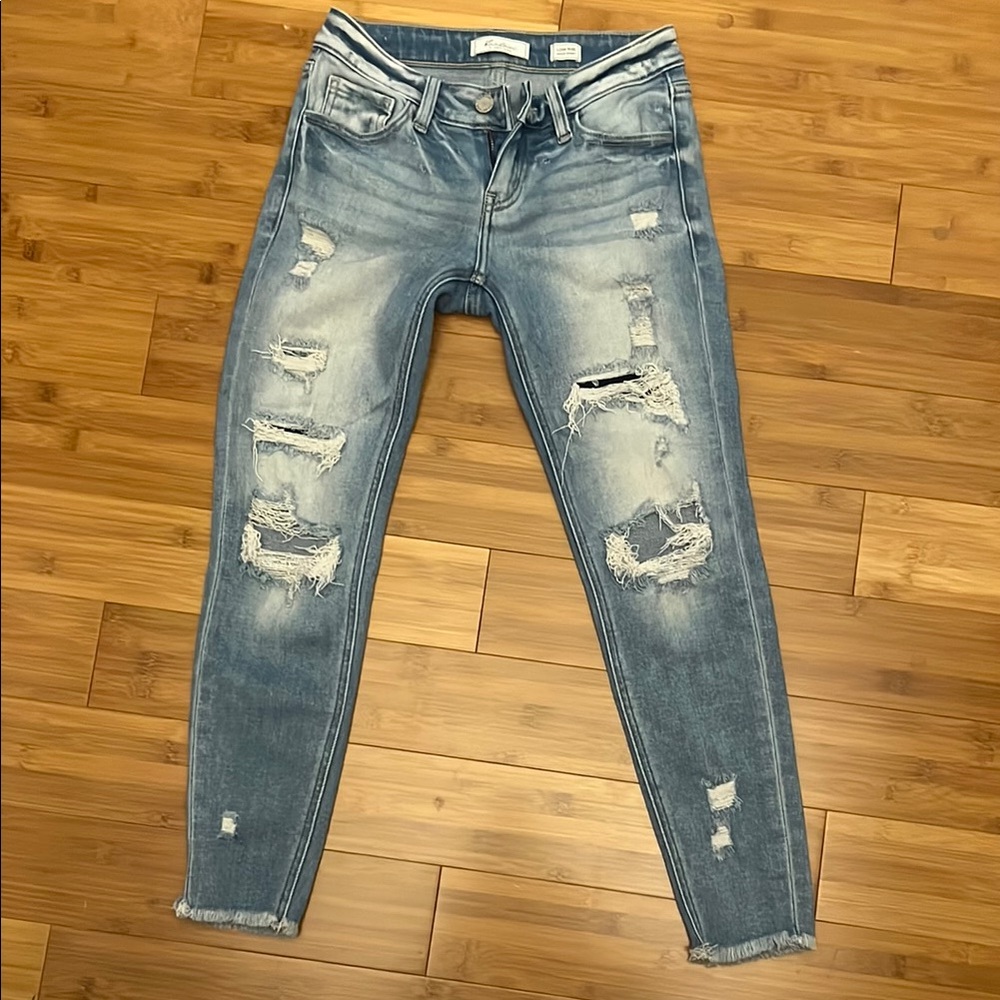 KanCan Blue Skinny Jeans with Distressed Details